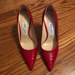 Jimmy Choo Romy 100 Lizard Print Leather Pump